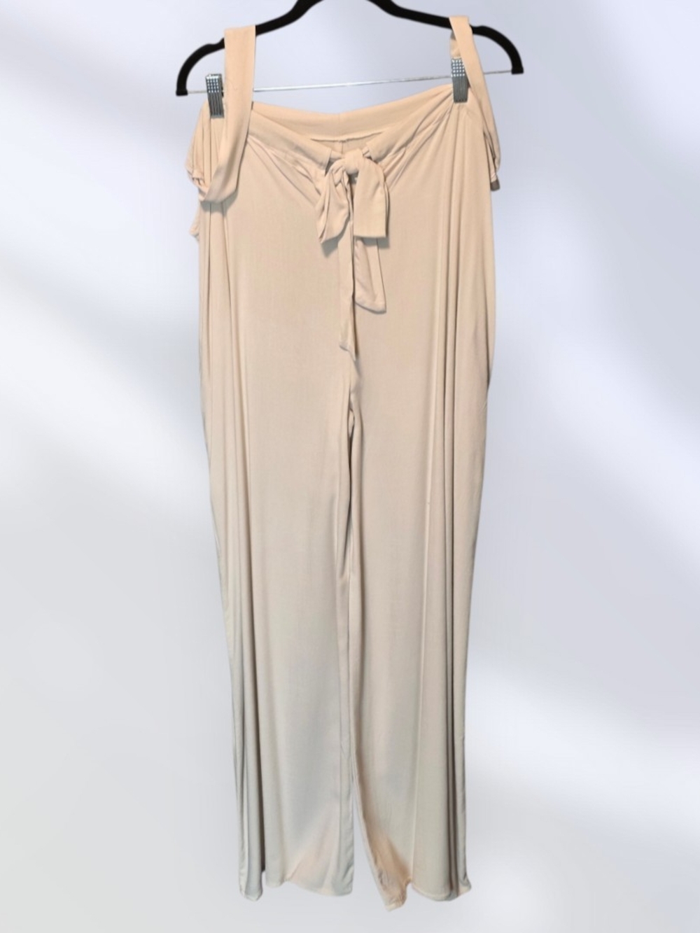 Zenana Outfitters Cream Wide-Leg Jumpsuit with Tie Straps - Picture 2 of 7